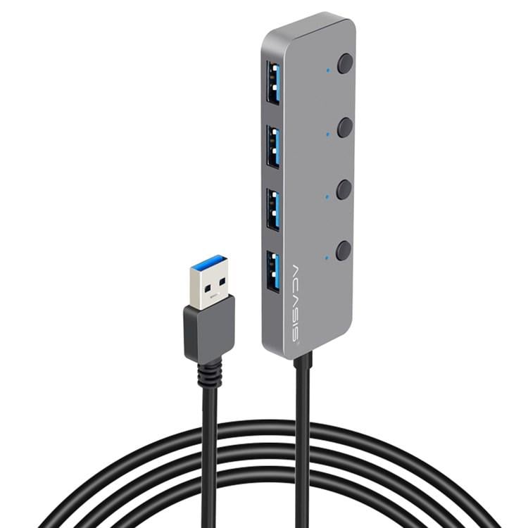 USB-хаб Acasis HS-080S на 4 порта USB 3.0 с кнопками выключения Серебристый (1630) USB-хаб Acasis HS-080S на 4 порта USB 3.0 с кнопками выключения Серебристый (1630)