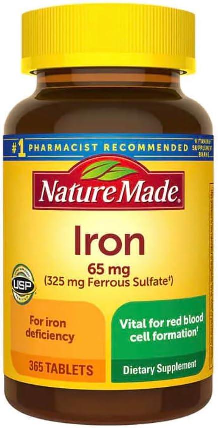 Железо Nature Made Iron 65 мг в форме сульфата железа 325 мг 365 табл. (2497068186)