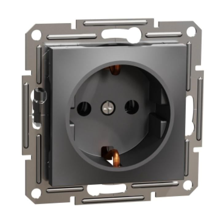 Розетка з заземленням asfora Антрацитовий (EPH2900171)