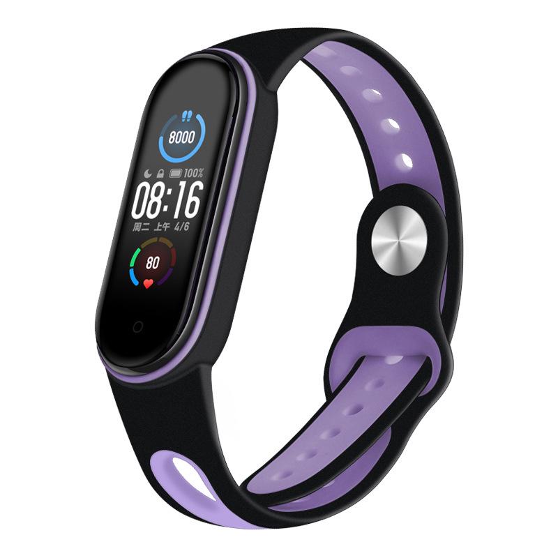 Ремінець Sport Style BeCover для Xiaomi Mi Smart Band 5/Mi Smart Band 6 Black/Purple (705168)