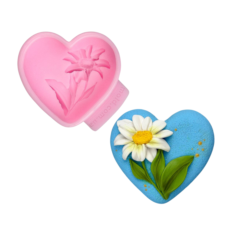 Молд силіконовий Серце з ромашкою (12780)