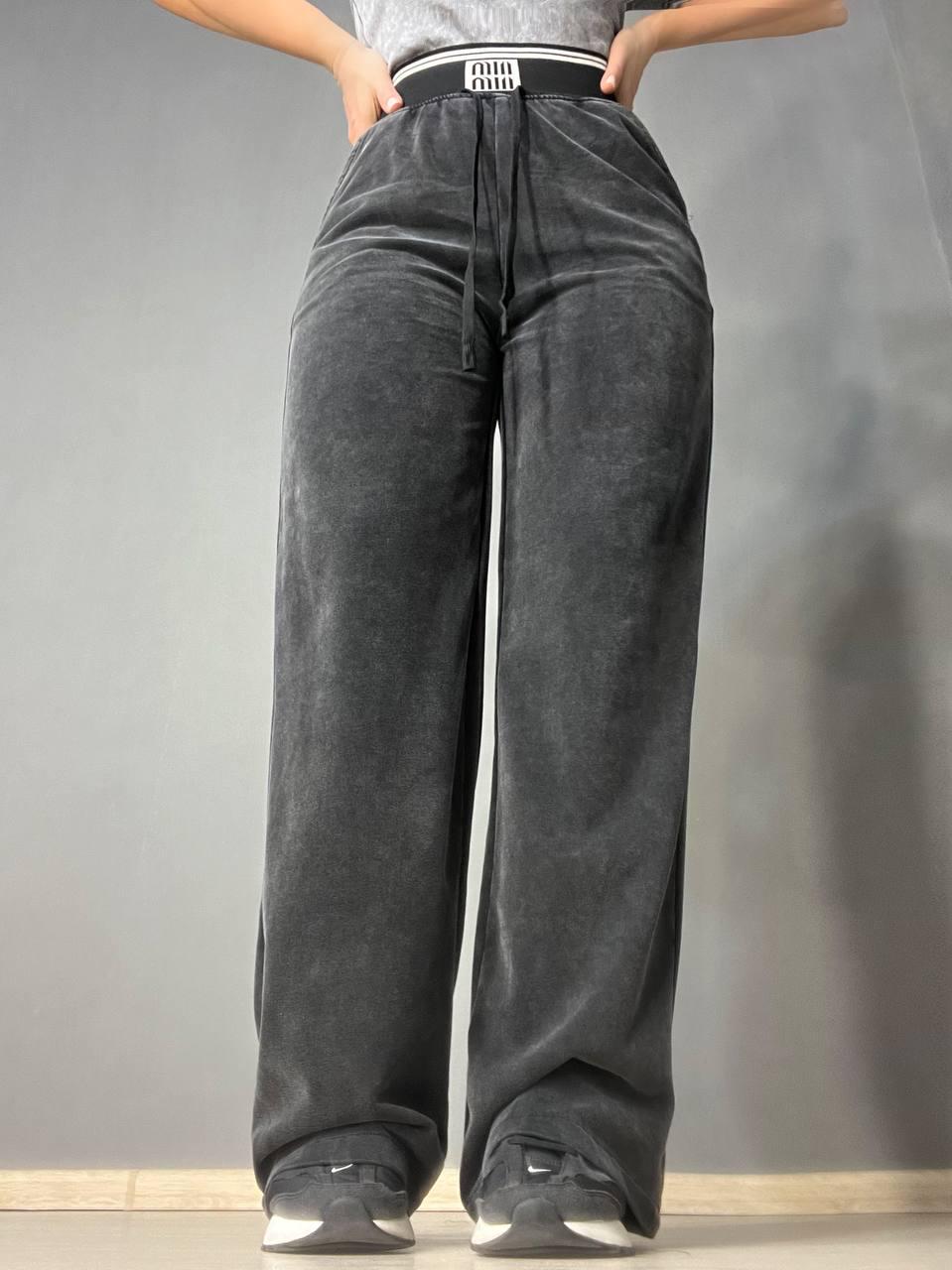 Брюки женские Yimeite 512 палаццо широкие трикотажные вареные тай-дай талия на резинке р. 29 Черный (3890) - фото 7 Брюки женские Yimeite 512 палаццо широкие трикотажные вареные тай-дай талия на резинке р. 29 Черный (3890) - фото 7