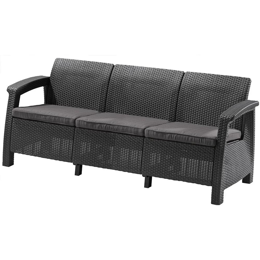 Диван для саду та тераси Keter Corfu Love Seat Max Графітовий (258975)