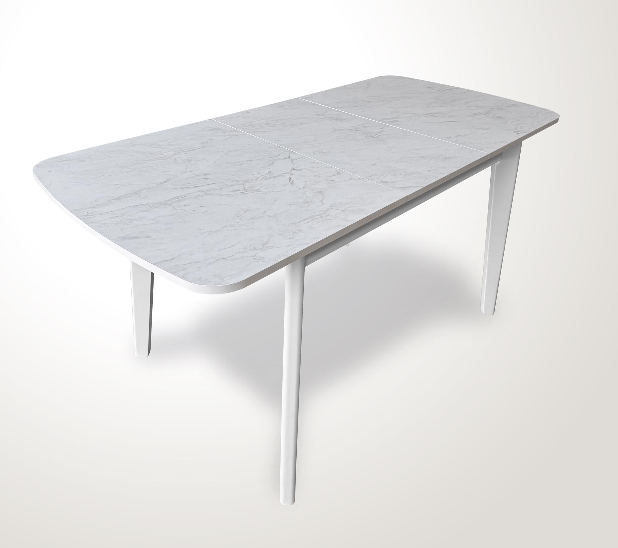 Стол обеденный раскладной Fusion Furniture Честер Белый/Мрамор Ромео белый