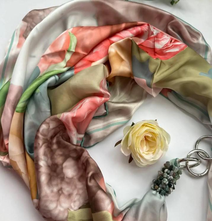 Хустка шовкова My Scarf Венеціанська ніч 90 на 90 см оздоблена камінням