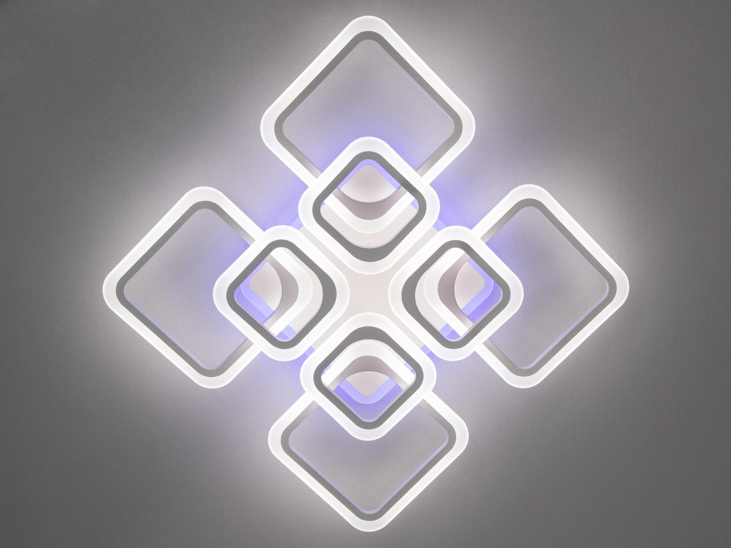 Люстра стельова LED з димером та підсвічуванням 145W (A8060/4+4WH 3col dim) - фото 2 Люстра стельова LED з димером та підсвічуванням 145W (A8060/4+4WH 3col dim) - фото 2