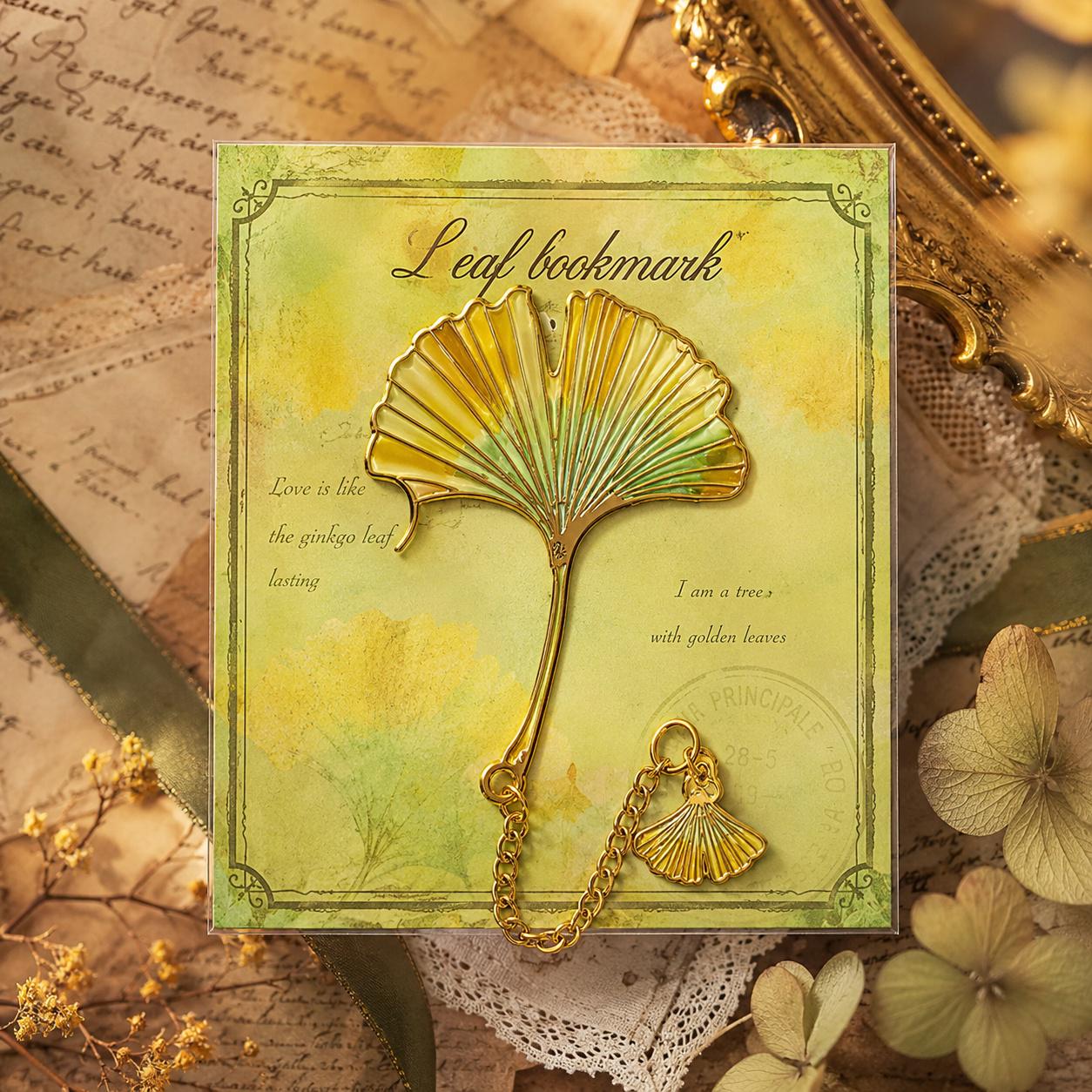 Закладка для книг металева Vintage Leaves гінкго Жовтий (37242457)