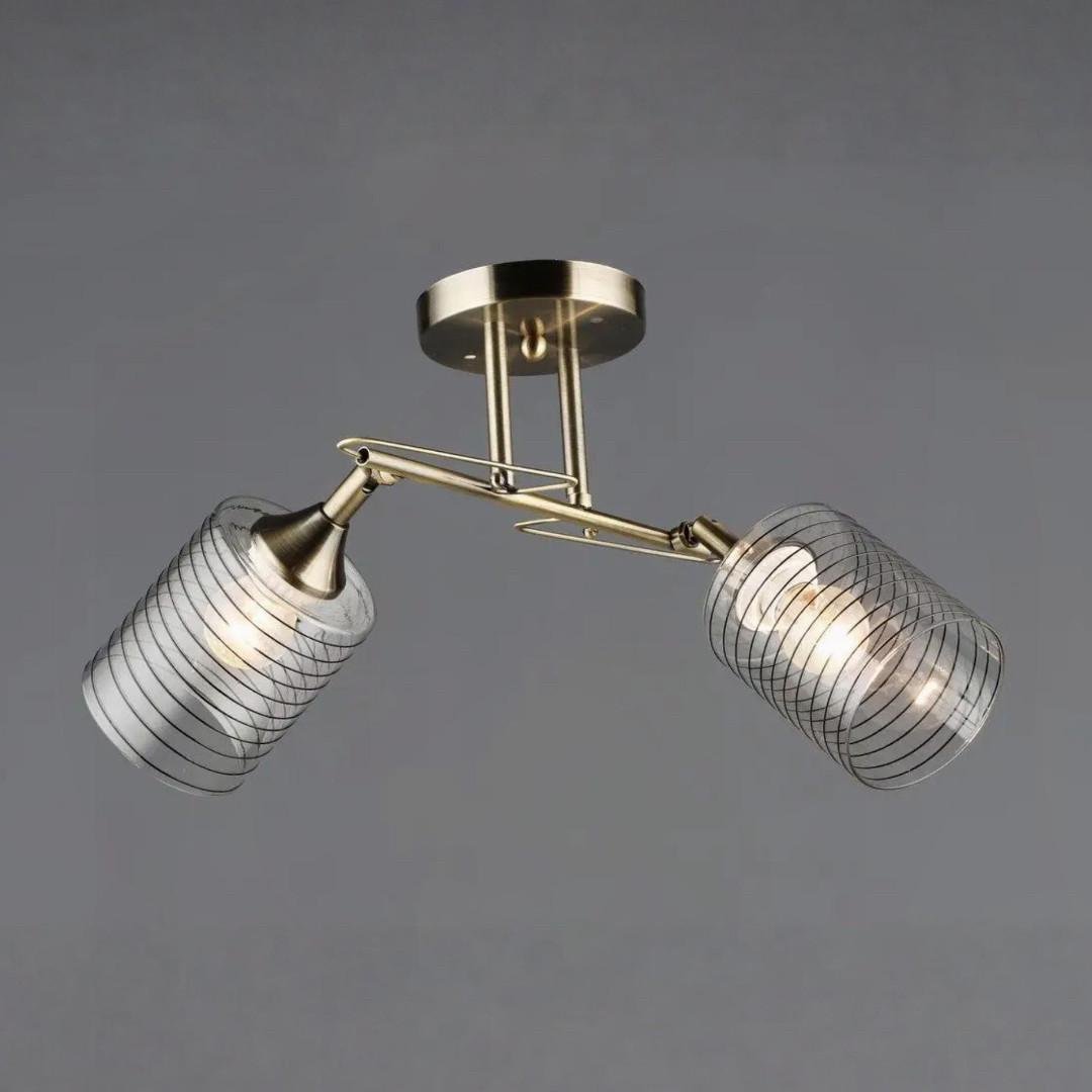 Люстра Sirius на два плафони в смужку під лампу Е27 Бронзовий (B N6683/2 AB)