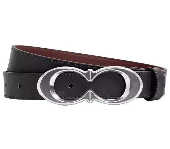 Ремень Coach Signature Buckle Belt 25 мм Silver/Black Wine (C08)