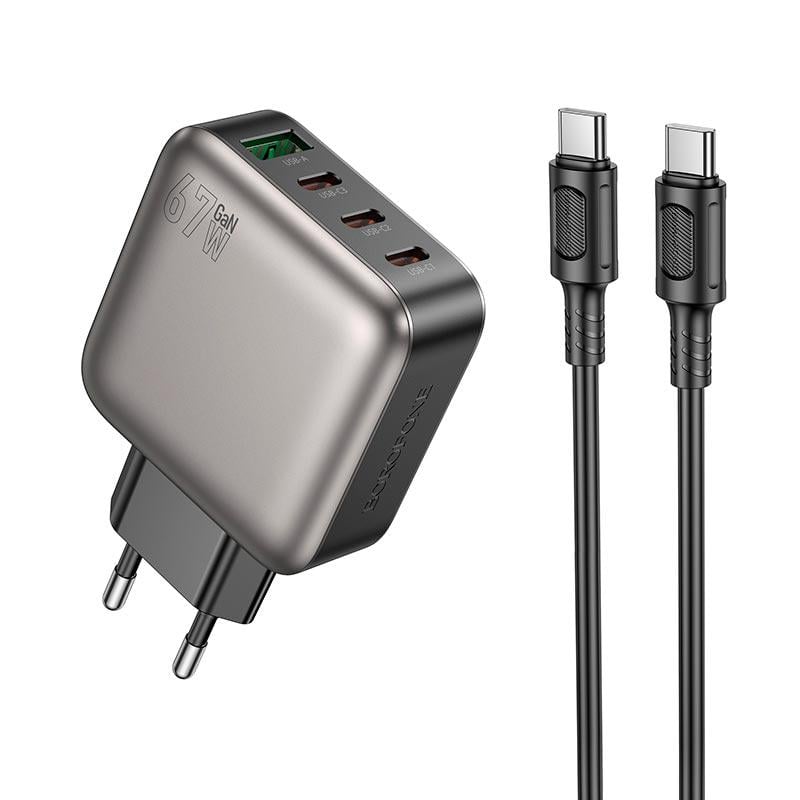 Зарядний пристрій мережевий Borofone BAS57A Absolute 67Вт 3xUSB-C 1xUSB-A швидка зарядка PD/QC з кабелем Type-C Чорний (635243) Зарядний пристрій мережевий Borofone BAS57A Absolute 67Вт 3xUSB-C 1xUSB-A швидка зарядка PD/QC з кабелем Type-C Чорний (635243)