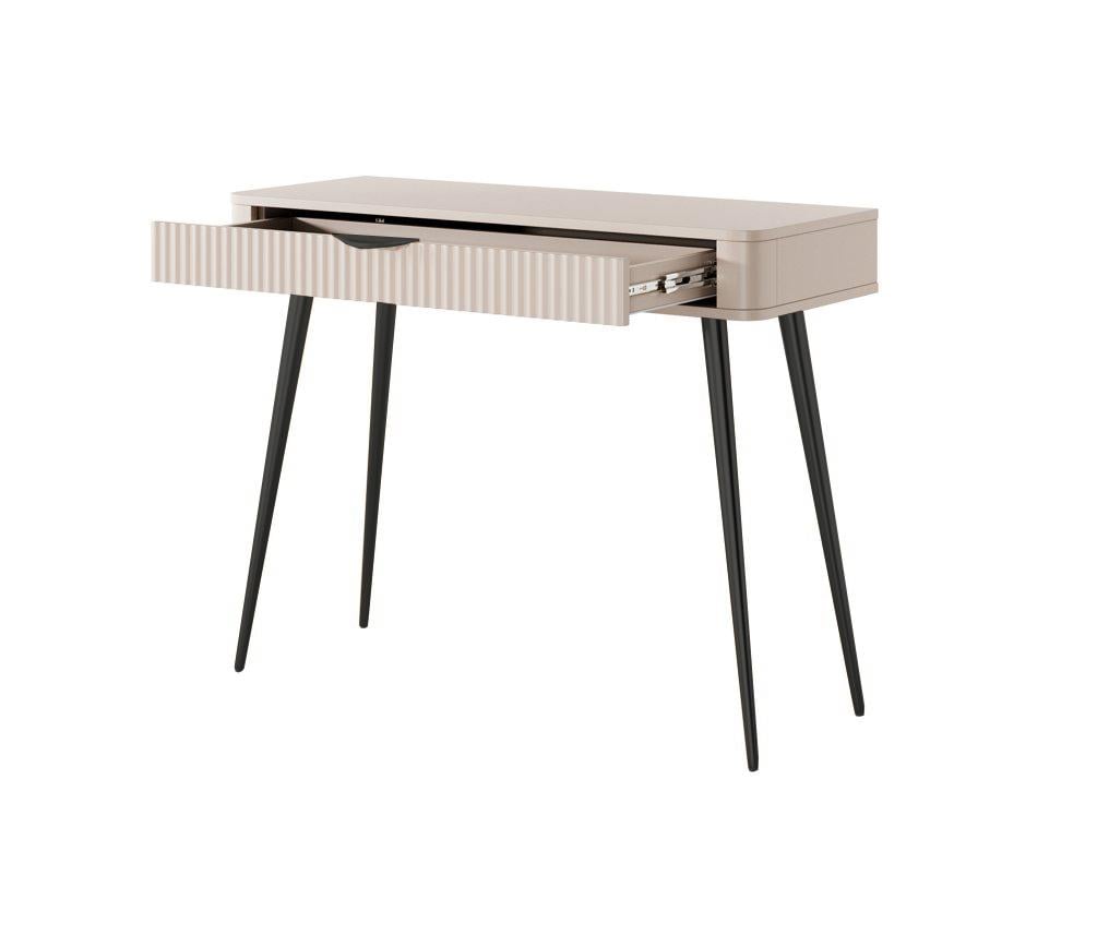 Стол туалетный Perfect Home Lante 1S/100 с 1 ящиком и черными ножками Бежевый (PFH-091170) - фото 2 Стол туалетный Perfect Home Lante 1S/100 с 1 ящиком и черными ножками Бежевый (PFH-091170) - фото 2