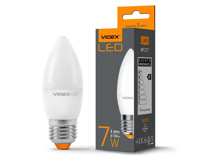 Светодиодная лампа Videx C37e 7W E27 3000K 220 V (VL-C37e-07273)