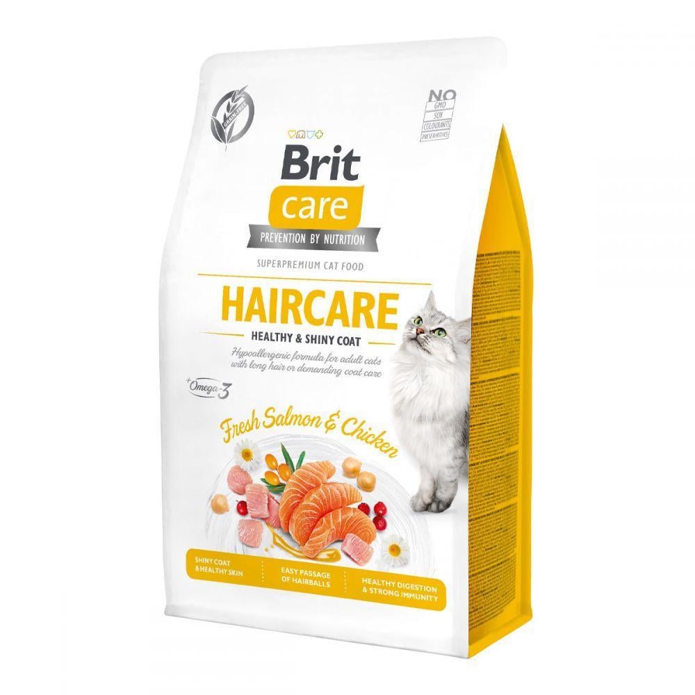 Корм сухий для котів, що вимагають догляду за шкірою та вовною Brit Care Cat GF Haircare Healthy & Shiny Coat 400 г (11237056)