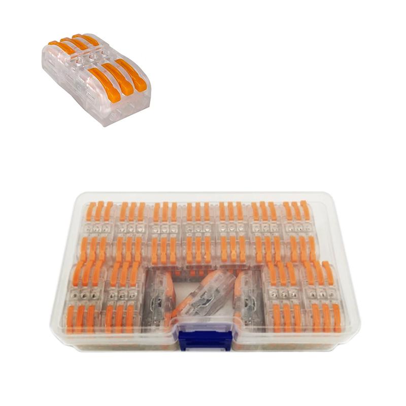 Набір клем Tactix 0,08-4 мм2 32А 3х1-3х1 прохідна одинарна 39,3х18х14,5 мм 25 шт. Помаранчевий (KV313T-25box)