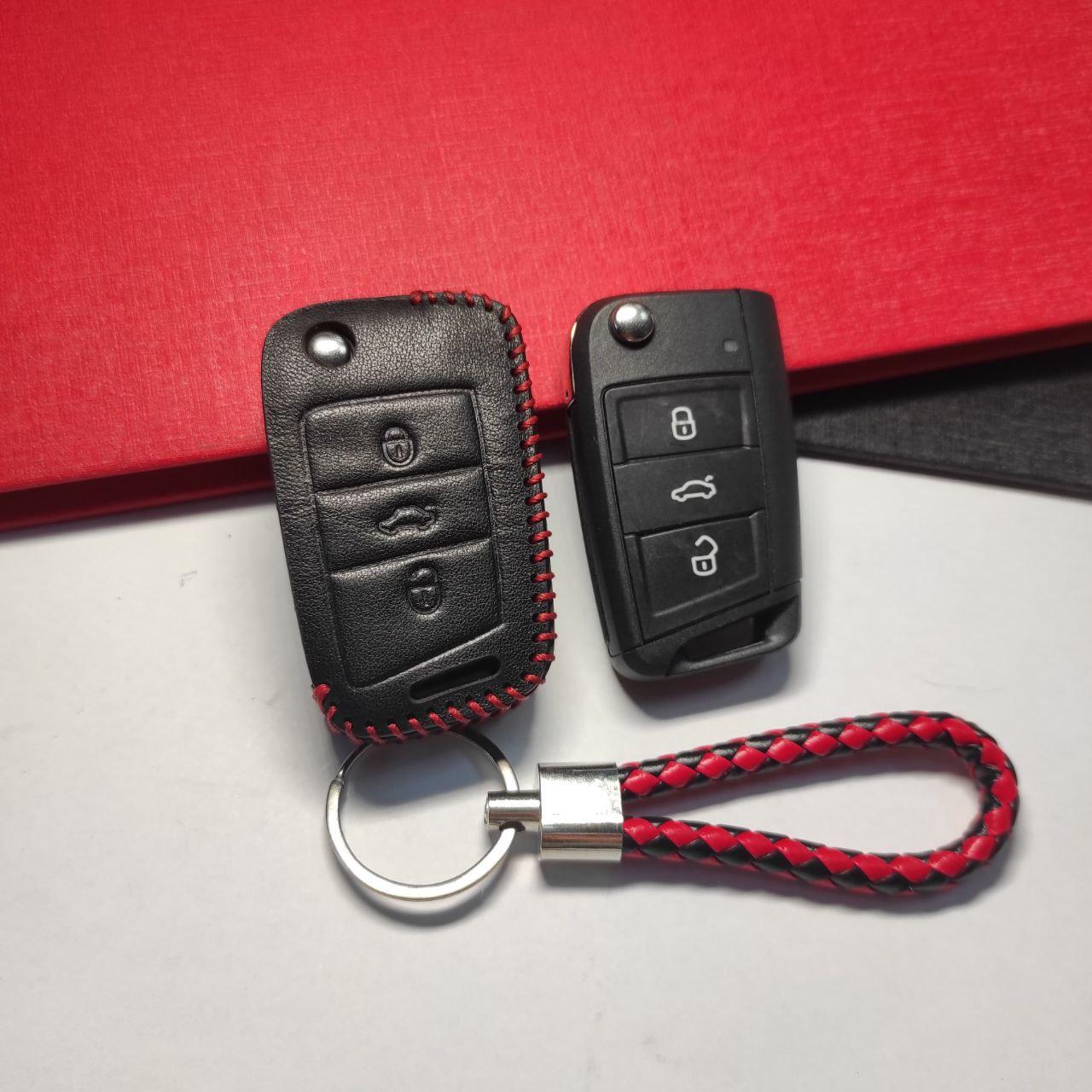 Чехол кожаный для Volkswagen Seat Skoda Superb Magotan Passat B8 A7 Golf 3 кнопки