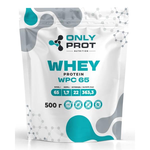 Протеин сывороточный концентрат для набора мышечной массы Only Prot Nutrition Whey WPC 65 500 г Безвкусно (21-145-wpc-65-bs-500g)