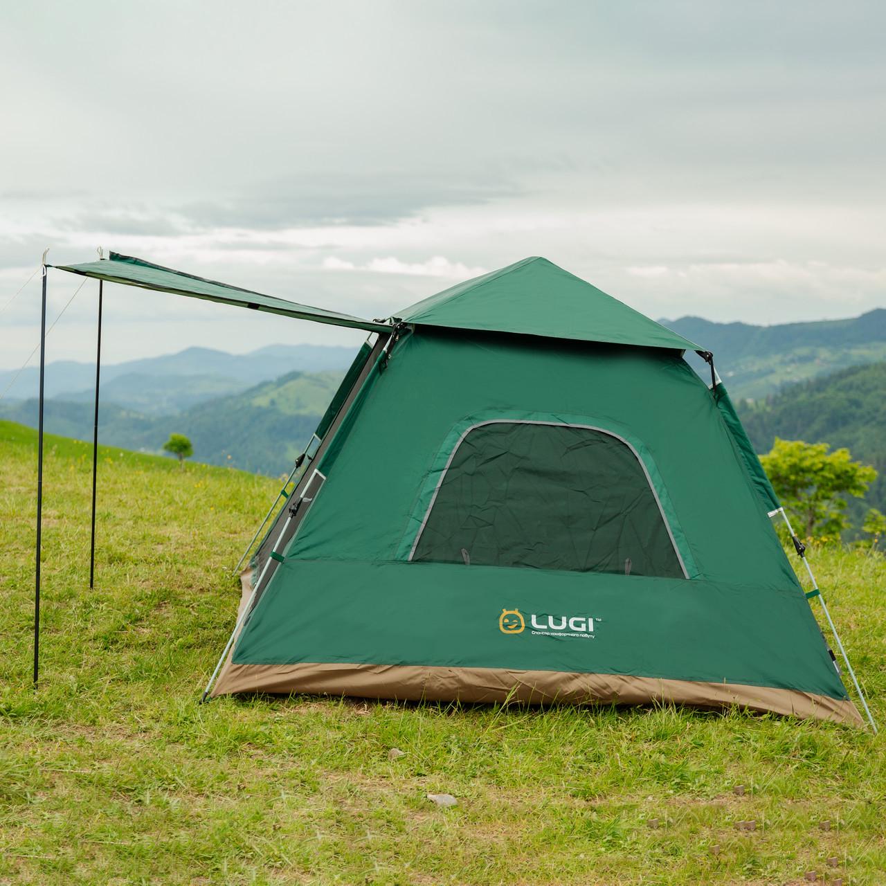 Палатка туристическая трехместная с тентом 235х235х155 см Зеленый (25743416) - фото 3 Палатка туристическая трехместная с тентом 235х235х155 см Зеленый (25743416) - фото 3