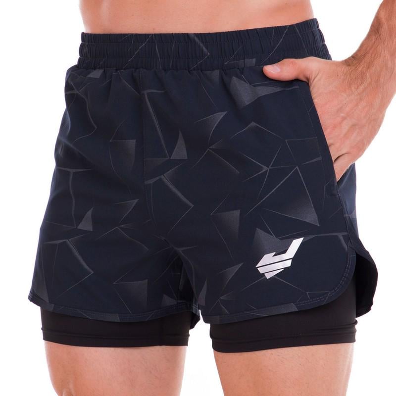 Шорти чоловічі спортивні Jason ST-5 подвійні L Темно-синій