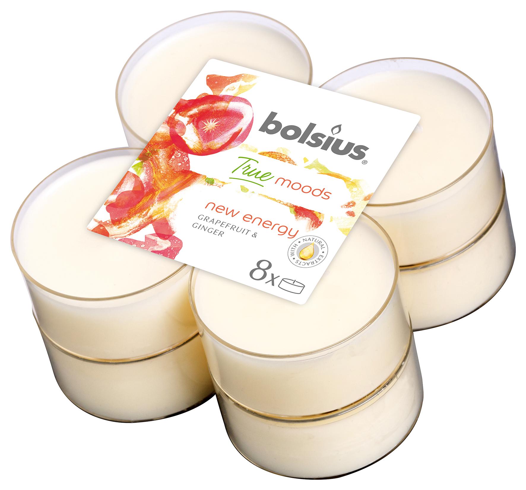 Свечи ароматические чайные Bolsius True Moods New Energy Грейпфрут и имбирь 8 шт. (BOL-221884)