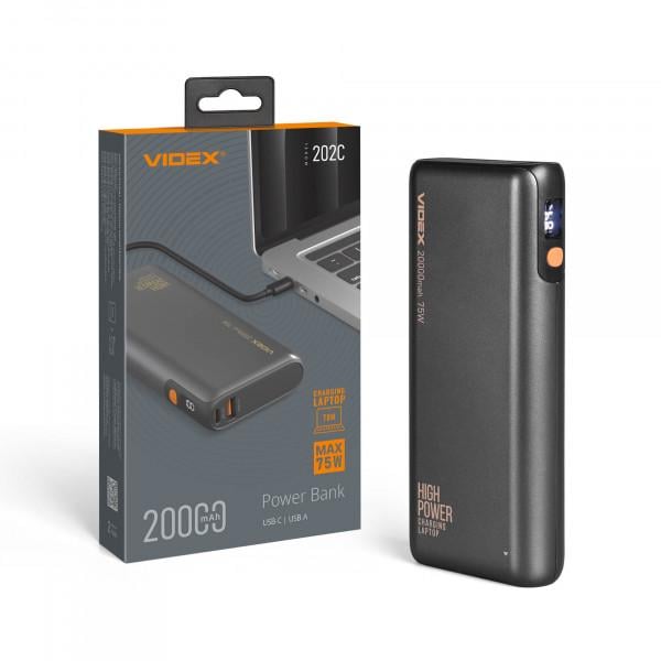 Повербанк 20000mAh Videx VPB-202C 75W Black (2686113727)