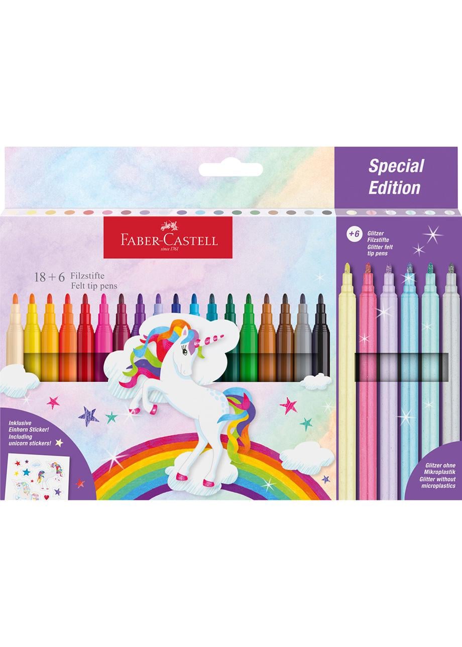 Фломастери Faber-Castell Єдиноріг з наклейками 24 шт. (554221)