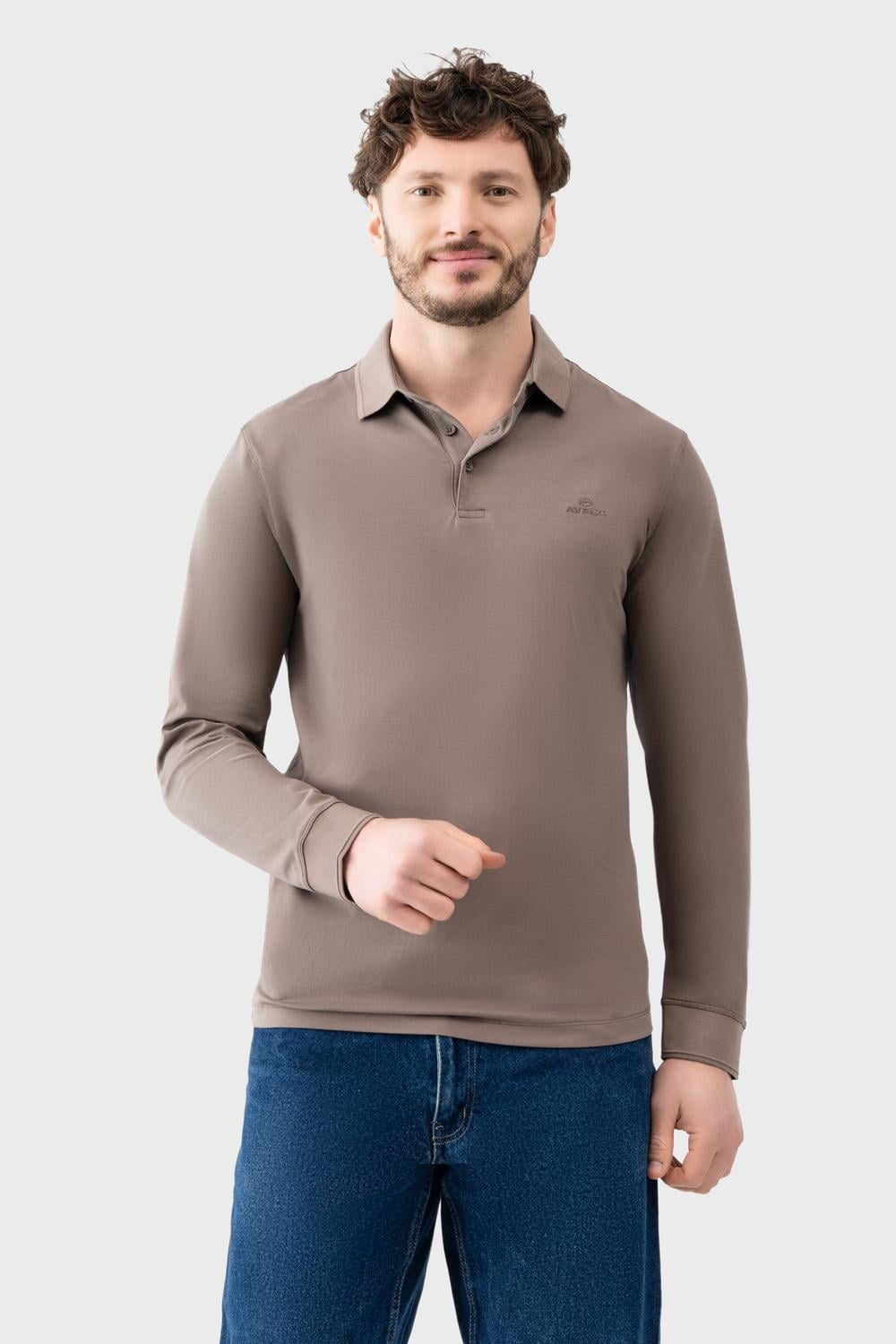 Поло-лонгслив Avecs из трикотажа Double Face 3XL Коричневый (30592/59-3XL)