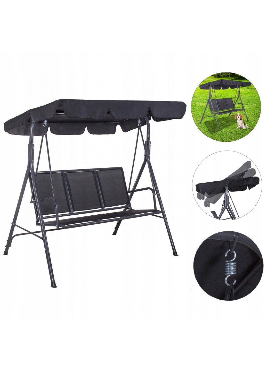 Садова гойдалка Springos Fiona 150x170 см Чорний (GS0010) - фото 5