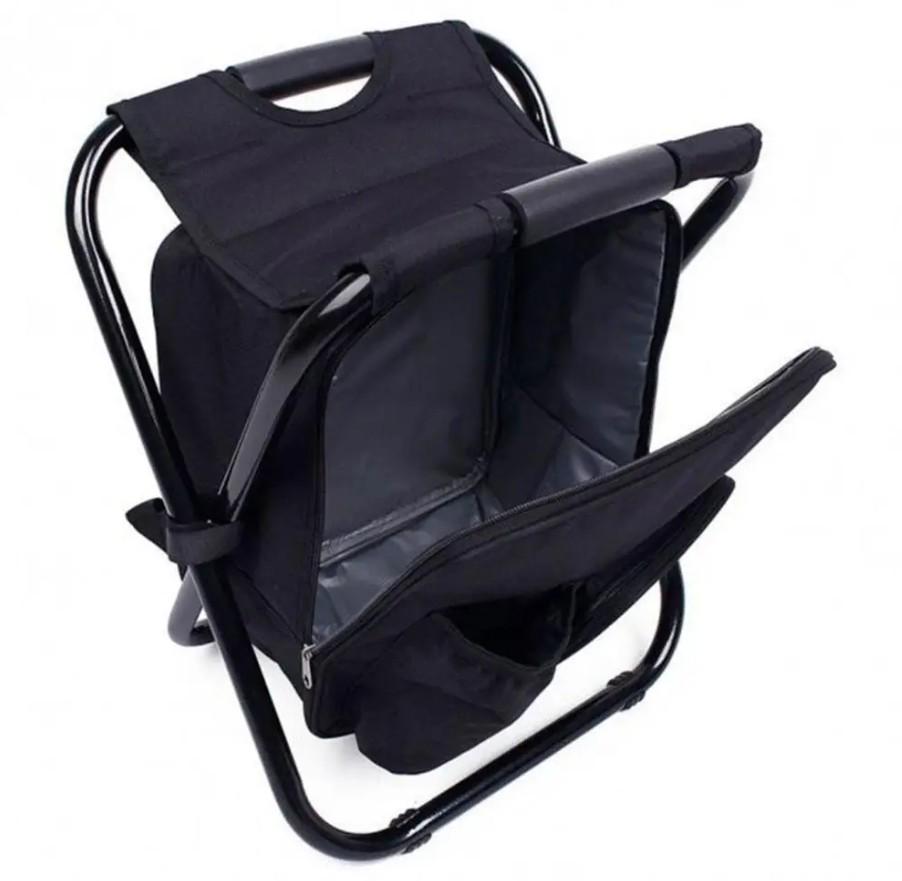 Туристичний табурет-рюкзак складаний 3в1 з термосумкою водовідштовхуючий 50х36х30 см Чорний (173-2) - фото 2 Туристичний табурет-рюкзак складаний 3в1 з термосумкою водовідштовхуючий 50х36х30 см Чорний (173-2) - фото 2