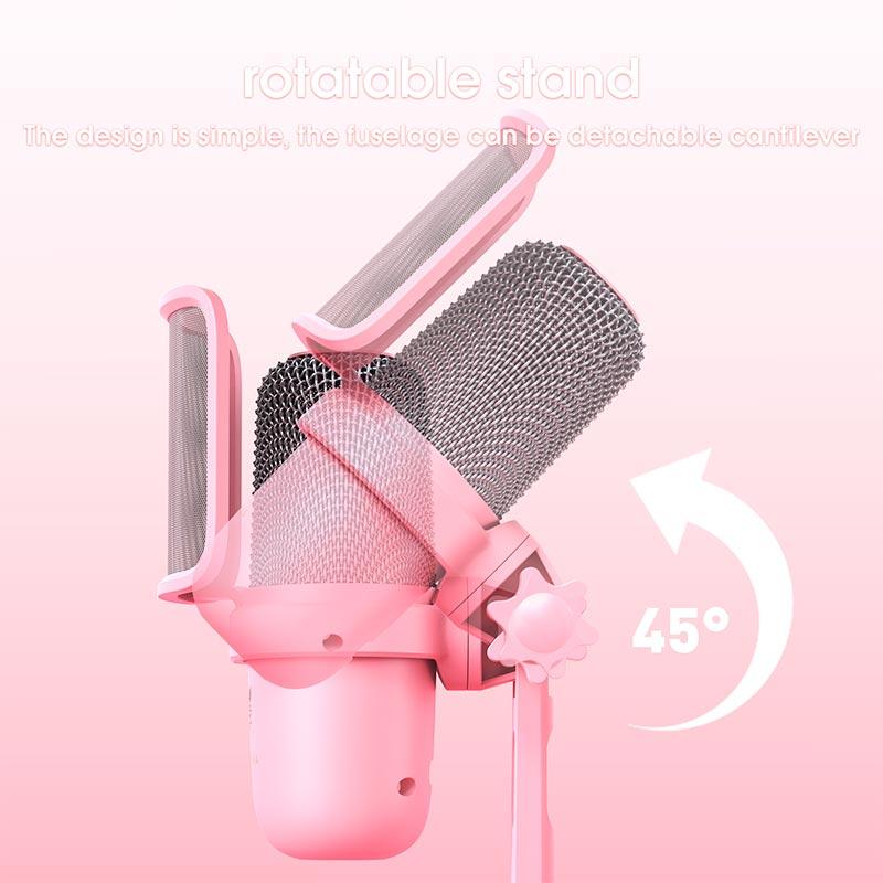 Микрофон для ПК для стриминга подкастов Onikuma USB Gaming Microphone M630 USB Pink (2592968407) - фото 7