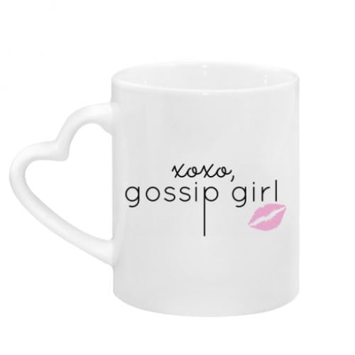 Чашка керамическая с ручкой в ​​виде сердца "Xoxo, gossip girl" 320 мл Белый (5841321-1-47923)