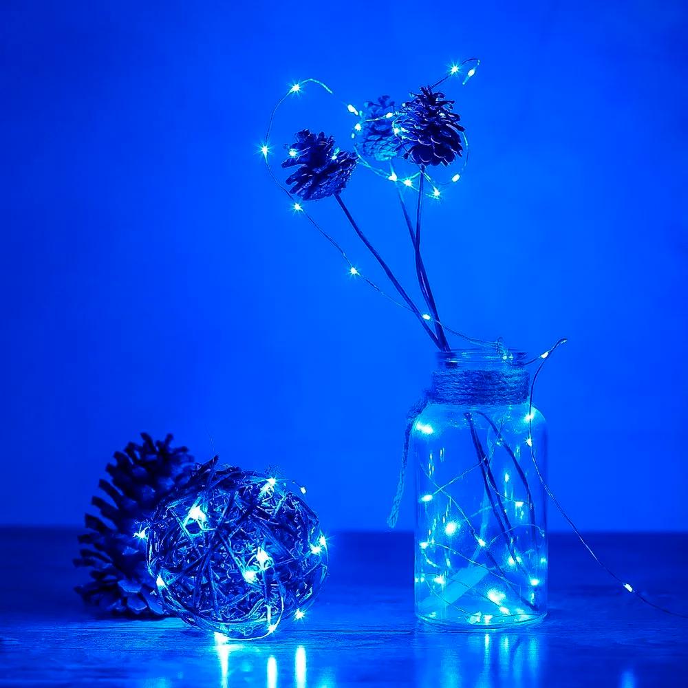 Гирлянда-нить BRS Роса 100LED на батарейках 3 режима 10 м Blue (22840744)