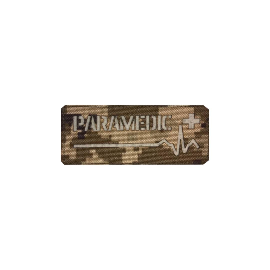 Шеврон на липучке Laser Cut UMT Paramedic 50х120 мм Пиксель/Белый (0000323)