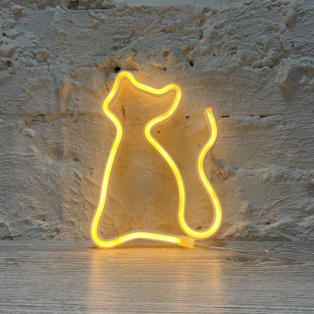 Настінний неоновий нічник Decoration Lamp Кішка Жовтий