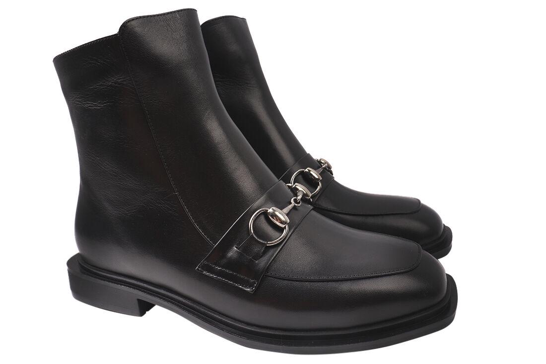 Ботинки женские Lottini из кожи высокие на низком ходу р. 39 Черный (168-20DHC)