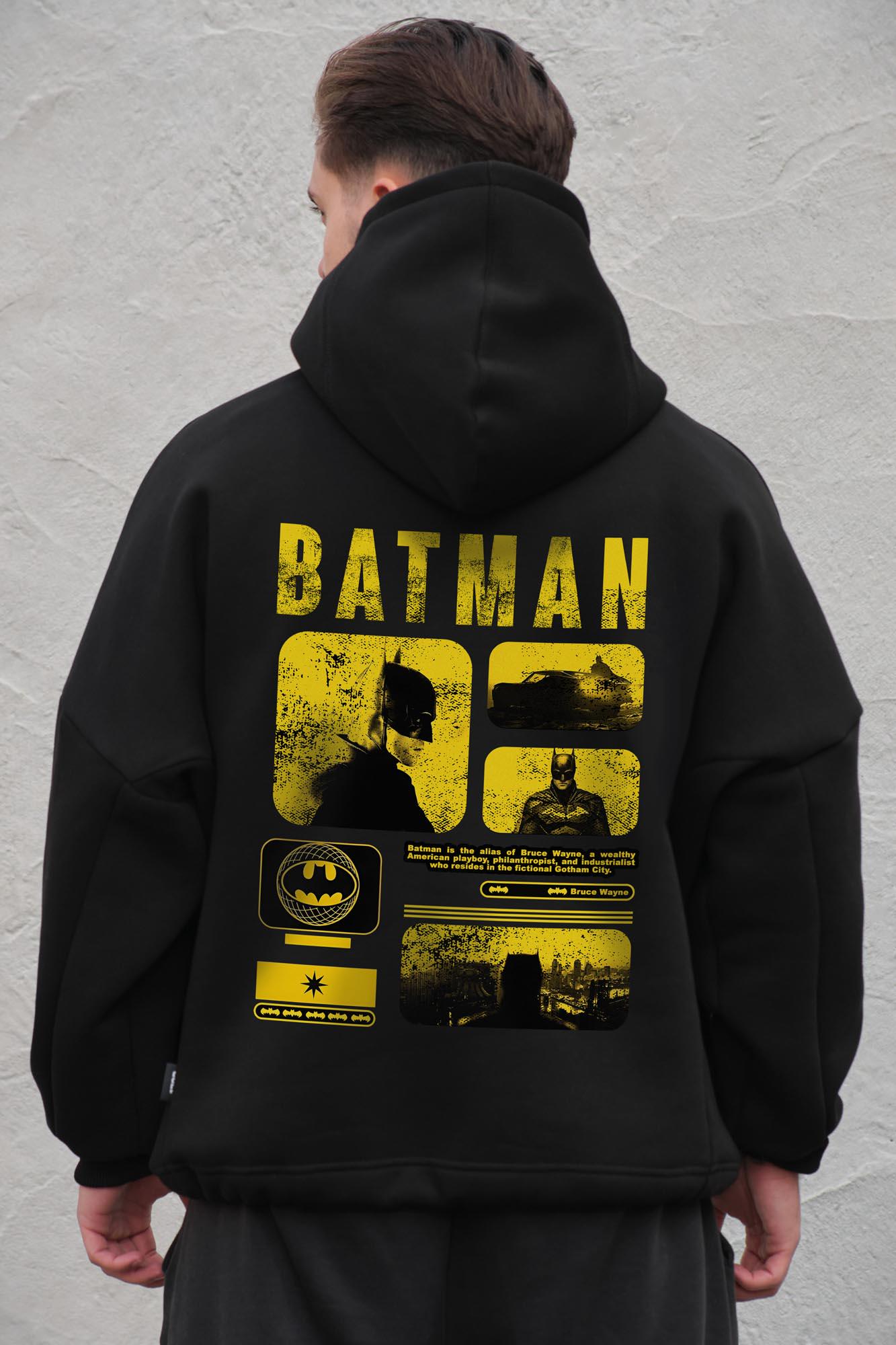 Худи на флисе с капюшоном и принтом оверсайз Without Batman One size Black (8056467 8056468)