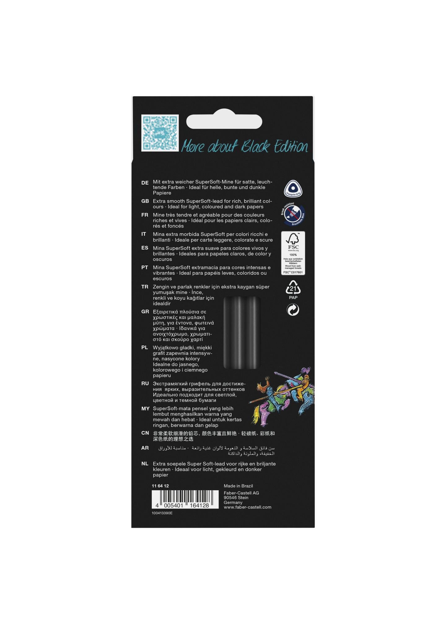 Набір олівців Faber-Castell тригранні чорні 12 кольорів (116412) - фото 3