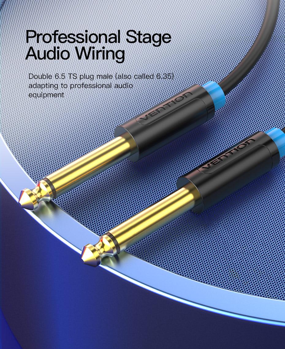 Кабель Vention 6.5 мм Jack-6.5 мм Jack HiFi стерео 6.35 мм AUX TS 10 м Чорний (BAABL) - фото 5 Кабель Vention 6.5 мм Jack-6.5 мм Jack HiFi стерео 6.35 мм AUX TS 10 м Чорний (BAABL) - фото 5