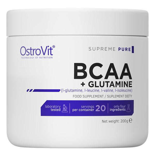 Аминокислота OstroVit BCAA + Glutamine без вкусовых добавок 200 г