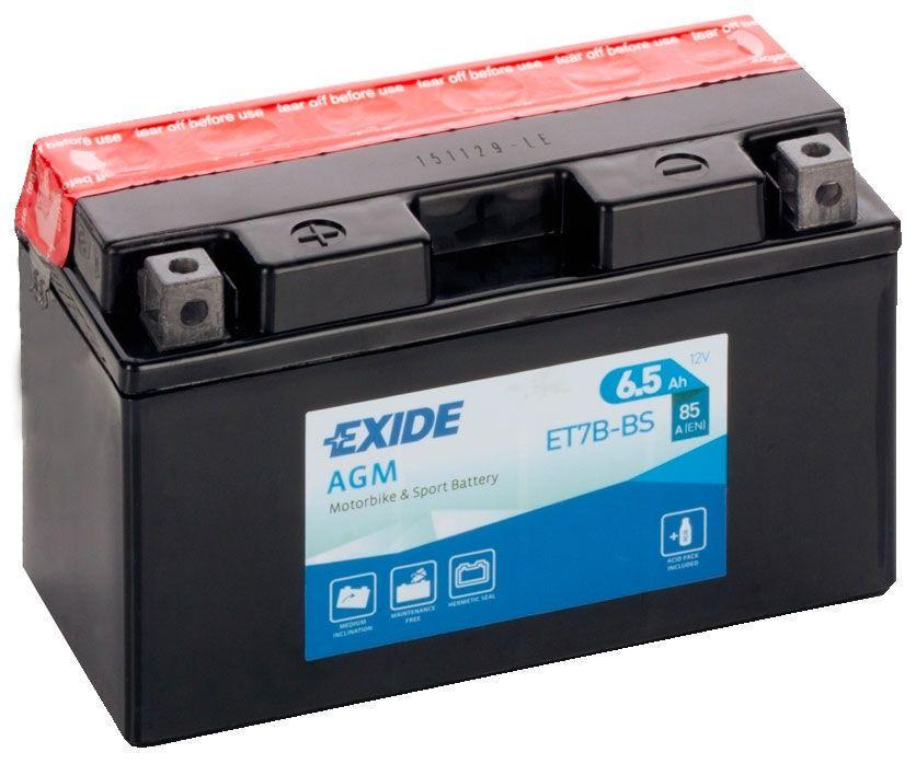 Аккумулятор мото EXIDE AGM 6СТ-6,5 Ah Аз 12V 85А EN ET7B-BS (98015)