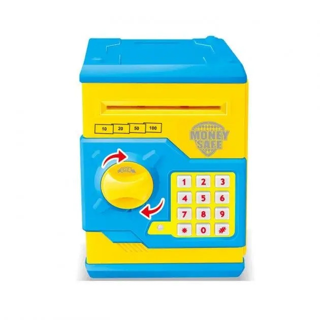 Копилка-сейф детская MK 3916 18 см звук/свет/затягивает купюры Сине-желтый (374353)