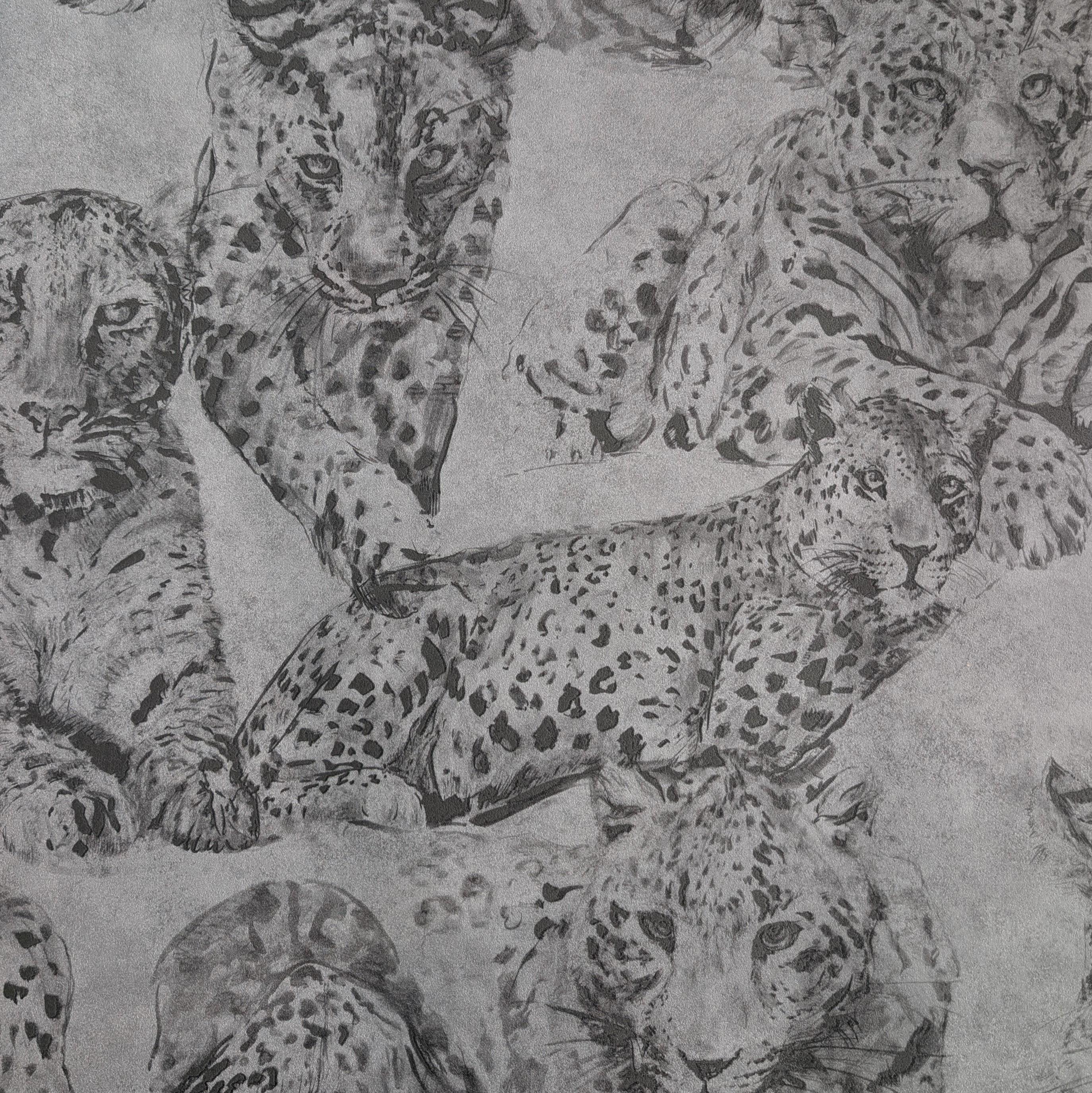 Обои виниловые Decoprint Blooming BL22722 Пантера на флизелиновой основе 53 см Серый (31119769)