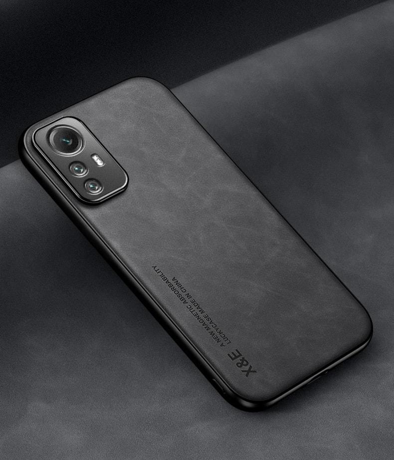 Кожаный чехол XnE Xiaomi Redmi Note 12S с металлической вставкой Black (34284-2B)
