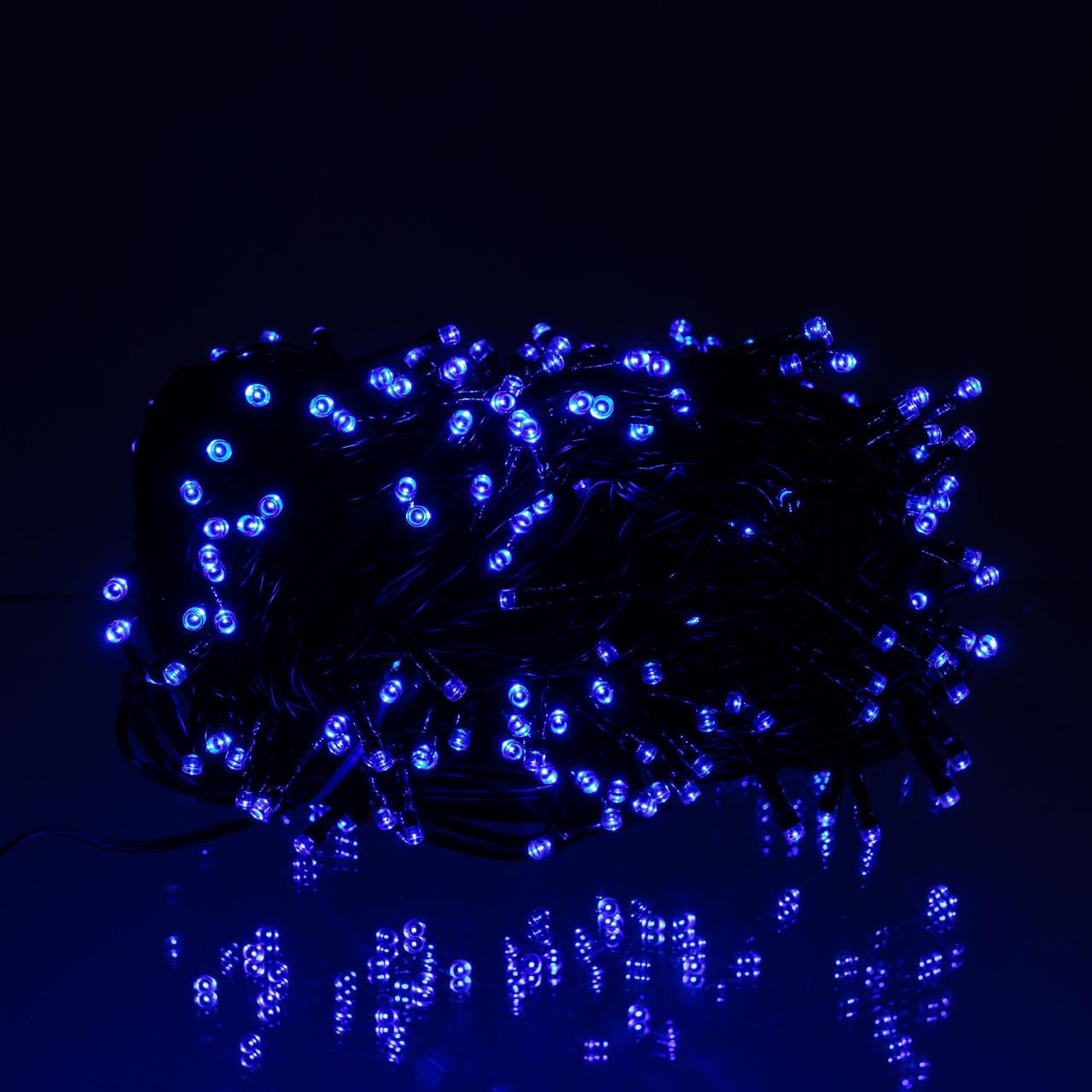 Гирлянда Нить уличная 300 LED 30 м на солнечной батарее Черный/Синий (SB300L30MBBL)