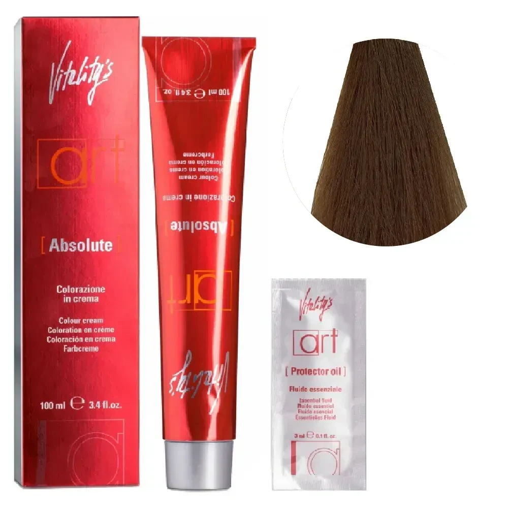 Крем-краска для волос с масляным коктейлем Vitality’s Art Absolute Hair Color Cream 7/03 Натуральный золотой блондин 100 мл