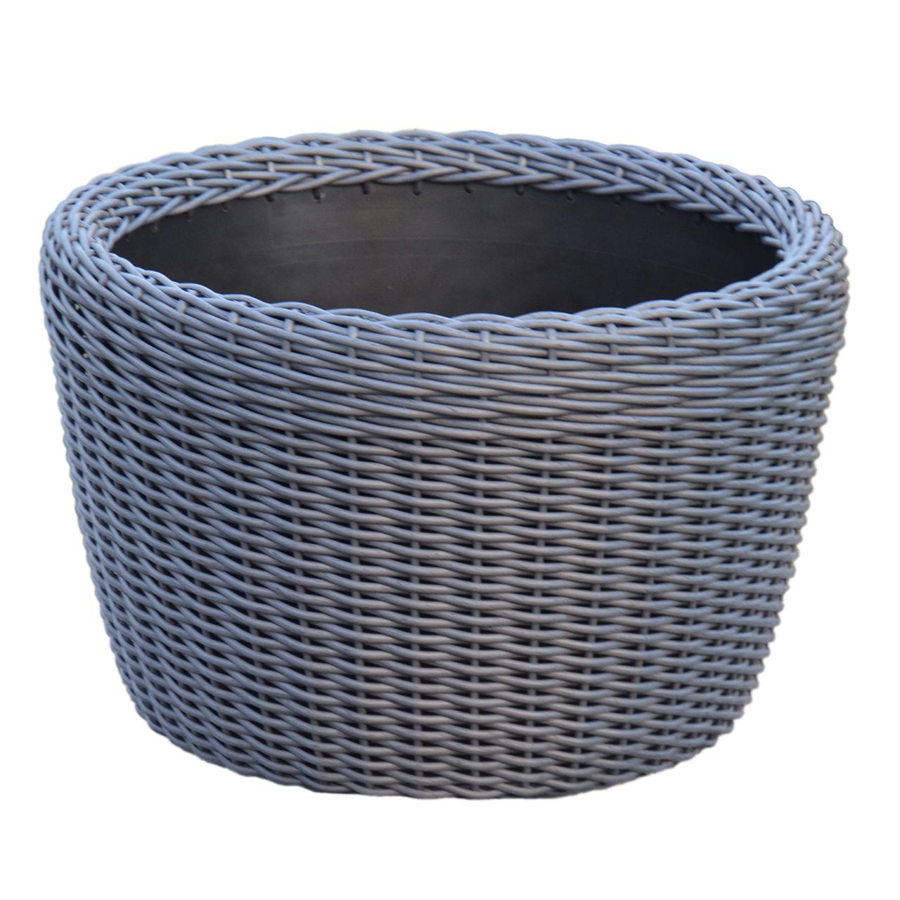 Кашпо велике для рослин та квітів з штучного ротангу/ручної роботи 60 л Графітовий (12343668) - фото 1