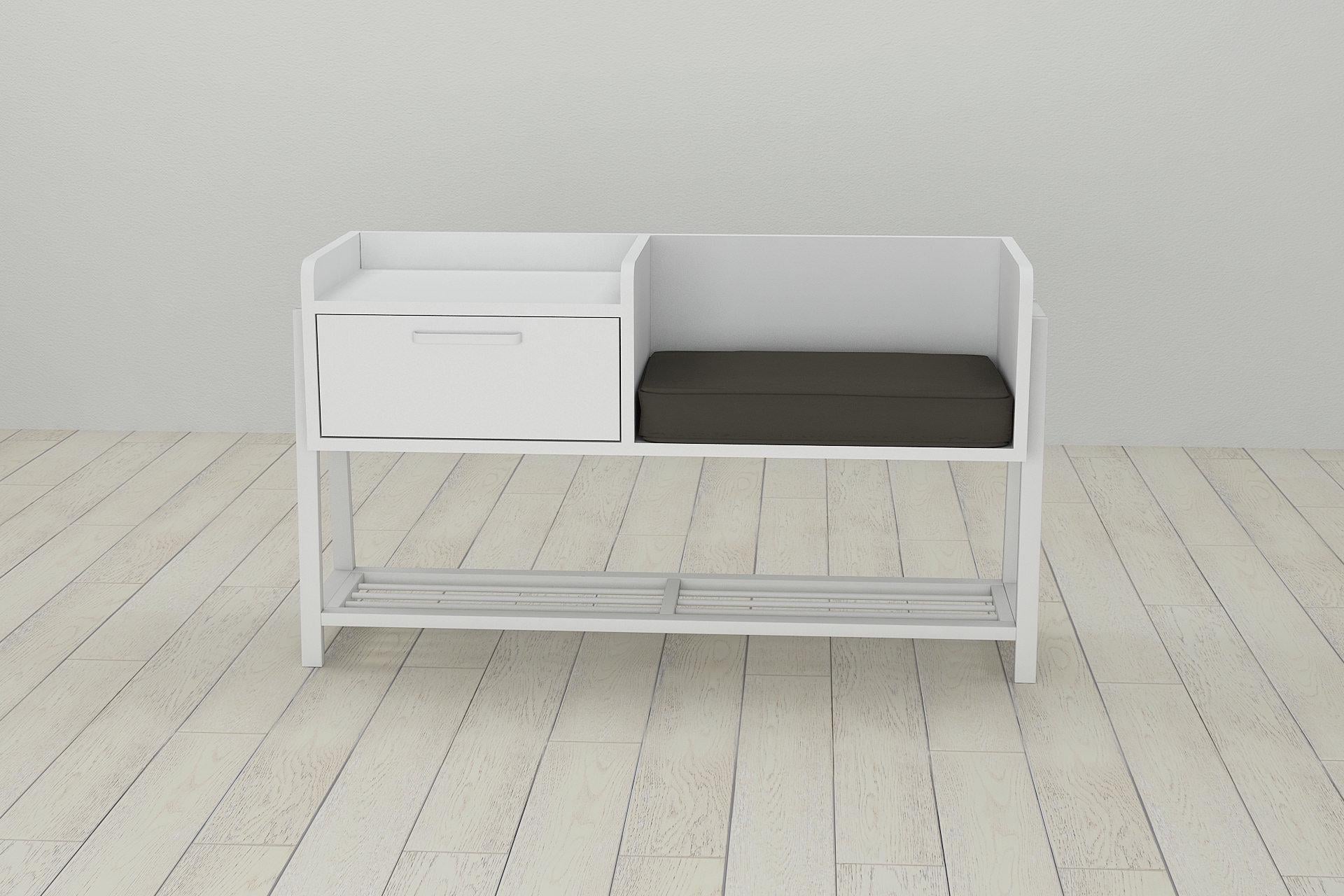 Банкетка с тумбочкой Ferrum-decor Бланка металл/ДСП 16 мм 540x1000x320 мм Белый/Белый (FRD-103031)