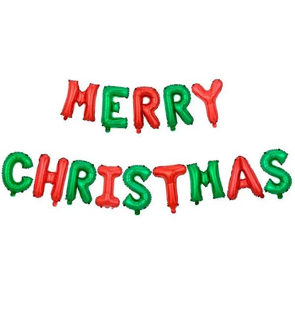Повітряні кулі Merry Christmas 40 см Червоно-зелений (10470)