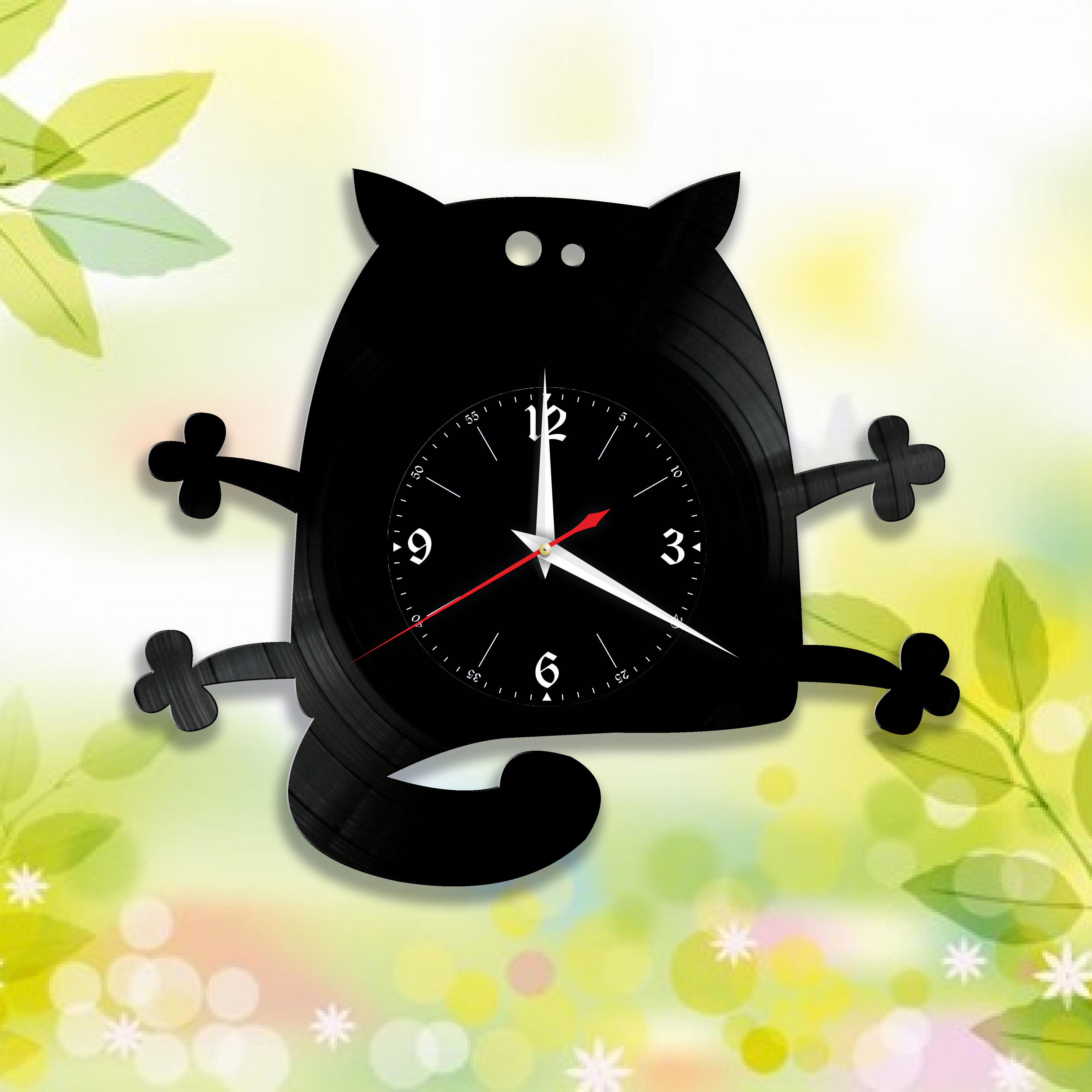 Годинник настінний Кіт 3353 з вінилової платівки