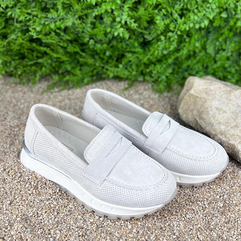 Лофери жіночі з натуральної замші Е-007032-1 p. 41 26,2 см Сірий - фото 3