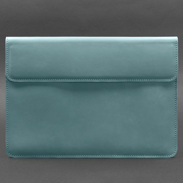 Чехол кожаный-конверт на магнитах для MacBook 15-16" Бирюзовый (A-027549) - фото 3 Чехол кожаный-конверт на магнитах для MacBook 15-16" Бирюзовый (A-027549) - фото 3